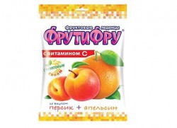 Карамель леденцовая, Фрутифру 70 г персик апельсин